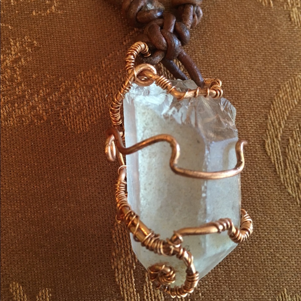 Quartz Crystal wrap with adjustable Leather Lace